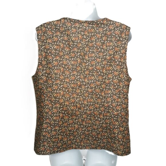 Vtg Chaus Sport Linen Blend Calico Floral Vest Midi Skirt Set 8 Cottagecore Fall - Picture 6 of 10